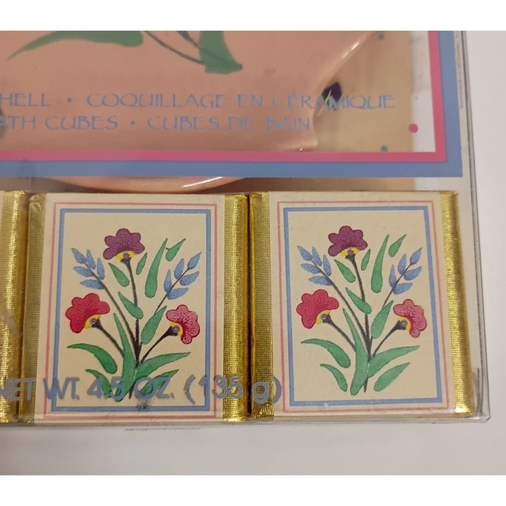 Vintage English Bath Cubes & Shell Dish -3 Cubes - New -Shabby Chic -MCM -DuCair